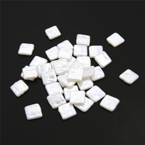 Square white ABS imitation pearl beads with iridescent luster for DIY jewelry making