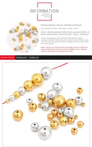Vue macro de perles en plastique CCB métallisées or et argent pour la création de bijoux