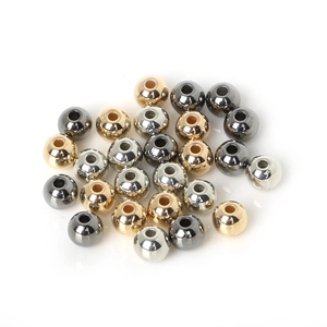 Perles Rondes en Plastique Électroplaqué CCB Perles d'Espacement en Vrac pour Fabrication de Bijoux Bracelets Colliers Or Argent Noir de Fusil