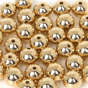Perles rondes dorées CCB polies avec trou central pour la création de bijoux DIY