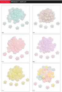 Detail view of colorful frosted resin flower beads for DIY jewelry making and crafts