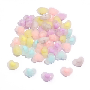 DIY colorful acrylic heart-in-heart beads for earrings and jewelry making in macaron colors