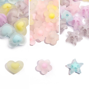 Frosted Acrylic Heart Star Flower Beads For DIY Jewelry Making Colorful Macaron Spacers Earring Pendant Craft Supplies