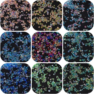 Iridescent No-Hole Glass Seed Beads Bubble Beads For DIY Resin Filling Nail Art Jewelry Making Handicraft Bulk Pack