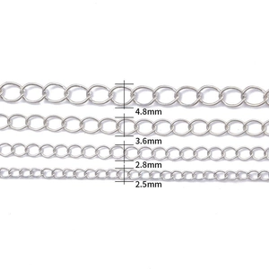 Iron extension chains in four sizes 2.5mm to 4.8mm for DIY jewelry making and necklaces