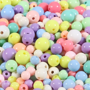 Mezcla de cuentas redondas de acrílico macaron con agujeros para joyería DIY