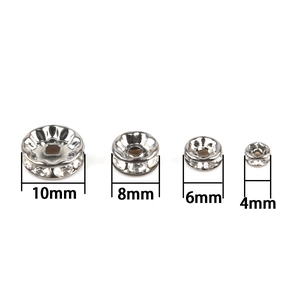Versilberte Rondelle-Abstandshalter mit weißen Kristallen in den Größen 4mm bis 10mm