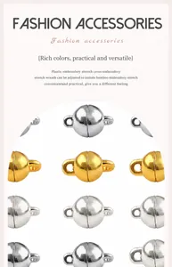 Detailed macro view of magnetic ball clasps in gold and silver finish for jewelry making