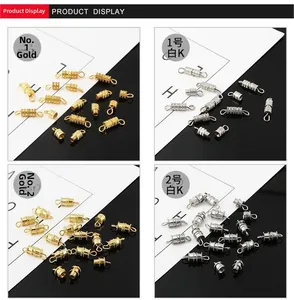 Detailed comparison of gold and silver screw clasps for DIY jewelry making in two sizes