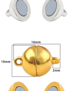 Detailed macro view showing the structure and 16mm dimensions of magnetic jewelry clasps