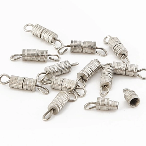 Knurled screw clasp for DIY jewelry making with threaded closing mechanism and loops