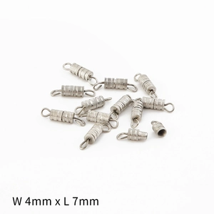 Silver stainless steel spiral screw clasps 4x7mm for DIY necklace and bracelet making