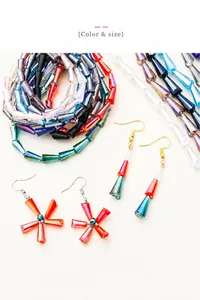 Close-up of colorful faceted crystal tower glass beads and DIY handmade earring accessories
