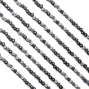 Handmade Millefiori flower glass beads in black and white for DIY jewelry making