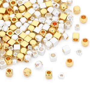 Cuentas Espaciadoras de Cobre Chapado en Oro de 14K Plata para Creación de Joyas DIY Cuentas Sueltas Facetadas Cuadradas Pulsera