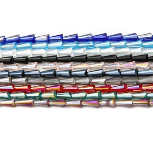 Colorful faceted trapezoid glass beads for DIY necklaces and jewelry making accessories