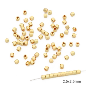 Cuentas espaciadoras cuadradas de oro de 14K de 2,5mm para hacer joyas y pulseras DIY