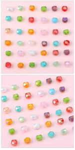 Macro-detail van veelkleurige facetgeslepen glazen kristallen kralen voor DIY sieraden
