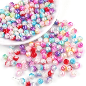 Gradient rose beads for DIY jewelry making with realistic floral texture and vibrant colors