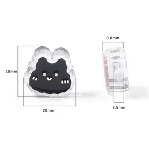 Cute black acrylic cat beads for DIY jewelry making with dimensions 18mm by 20mm