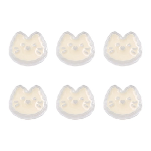 Set of 6 cute cream-white acrylic cat head beads for DIY jewelry and necklaces