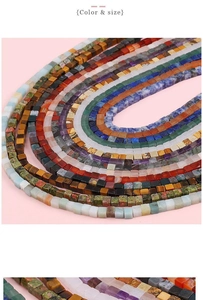 Close-up of multicolored natural stone cube beads for DIY jewelry making