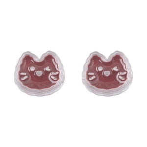 Pair of dark brown cat-shaped acrylic beads with glossy finish for DIY jewelry