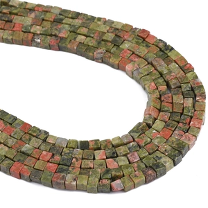 Natural unakite stone square cube beads for DIY necklace and bracelet jewelry making