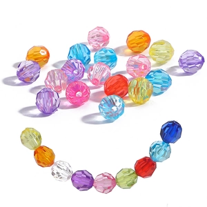 Acrylic Faceted Round Beads Transparent Colorful Loose Beads For DIY Jewelry Making Bracelet Necklace Accessories Craft