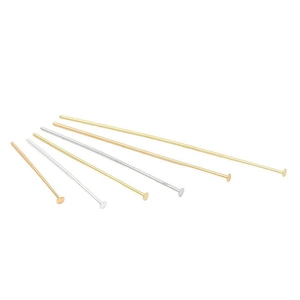 Flat head pins for jewelry making in gold and silver plating with various lengths