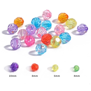 Transparent faceted acrylic spacer beads for DIY jewelry in 4mm to 10mm sizes