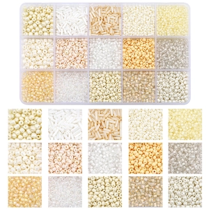 15-compartment glass seed beads and bugle beads kit for DIY jewelry making