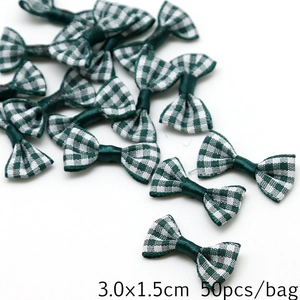 50 lazos de tela de cuadros verdes 3,0x1,5cm para manualidades DIY y accesorios de pelo