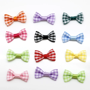 Set de 12 lazos de tela a cuadros de colores para accesorios de pelo y manualidades DIY