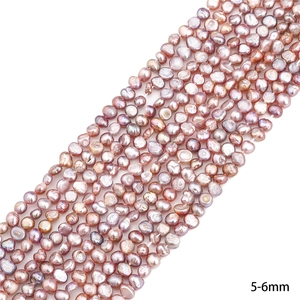 Bulk high-luster 5-6mm natural baroque freshwater pearl strands for DIY jewelry making