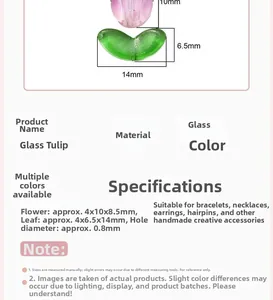 Makro-Detail der Maße von Tulpen-Glasperlen für DIY-Schmuck und Bastelarbeiten