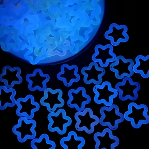 Luminous blue acrylic hollow star charms for DIY bracelets with a glowing effect