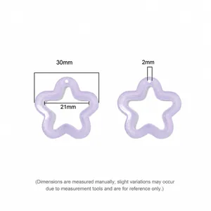 Luminous lavender acrylic star pendants for DIY jewelry making 30mm hollow charms