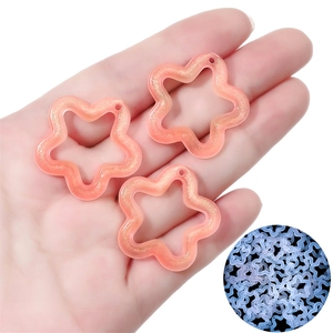 Glow-in-the-dark acrylic star pendant with gold glitter for DIY jewelry making