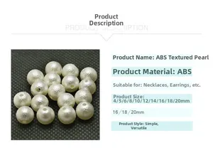 Detaillierte Größentabelle für weiße ABS-Faltenperlen von 4mm bis 20mm für DIY-Schmuck