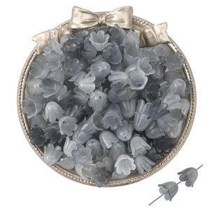 Cuentas de lirio de los valles en acrílico degradado gris Morandi para joyería DIY