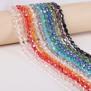 Perles en Verre Cristal Goutte Briolette 5x7mm Perles d'Espacement Facettées pour Création de Bijoux DIY Bracelet Collier