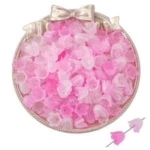 Cuentas de flores de lirio de los valles en acrílico degradado rosa y blanco para DIY