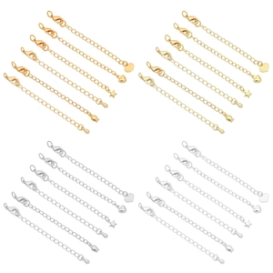 14K gold and silver extender chains with lobster clasps and heart star charms for jewelry diy