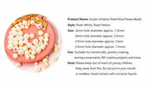 Detail of rose texture acrylic faux pearls in various sizes for DIY jewelry making
