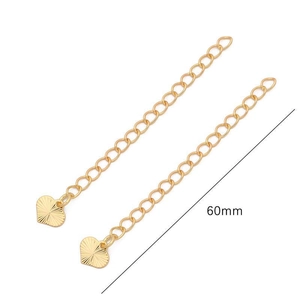 Cadenas de extensión de 60 mm chapadas en oro de 14K con colgantes de corazón