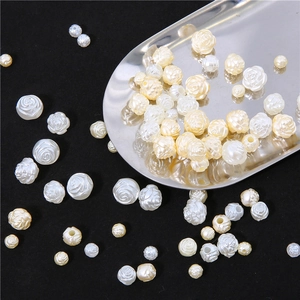Vintage Rose Flower Shaped Acrylic Loose Beads With Artificial Pearl Luster For DIY Jewelry Making Romantic Floral Craft Accessories