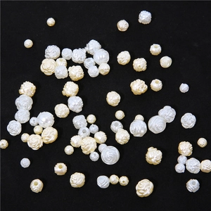 Vintage acrylic rose flower beads and imitation pearls for DIY handmade jewelry bracelets
