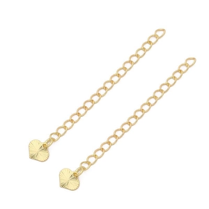 Set de dos cadenas de extensión con colgante de corazón bañadas en oro de 14K para DIY