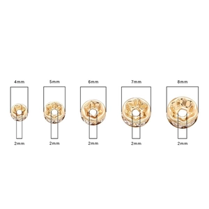 14K gold plated rhinestone spacer beads for jewelry making in various sizes from 4mm to 8mm